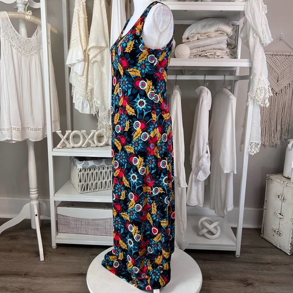 Lularoe Women's size Medium. Floral bold botanical Tank Tee Dress #1030 - Picture 4 of 8